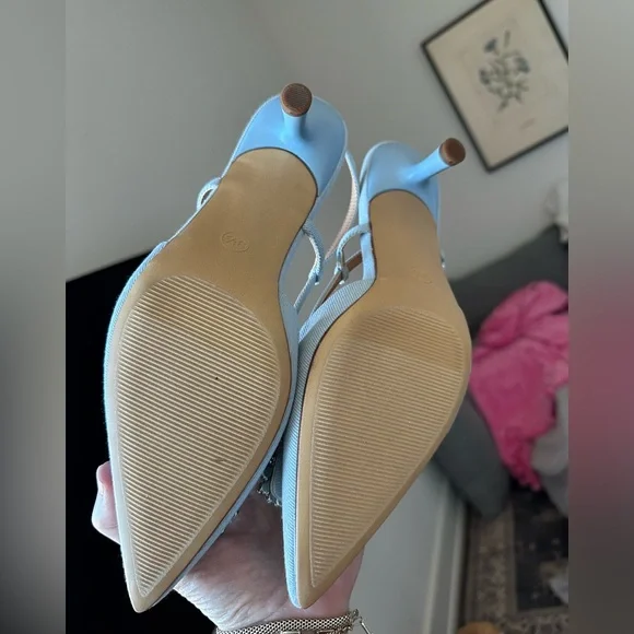 A New Day Sky Blue Slingback Heels with Crystal Accents - Picture 4 of 7
